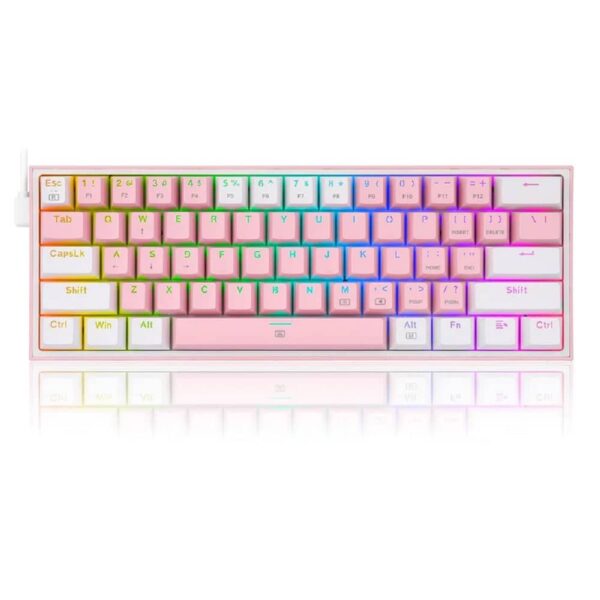 کیبورد گیمینگ ردراگون Redragon K617 FIZZ 60% Wired RGB Pink-White