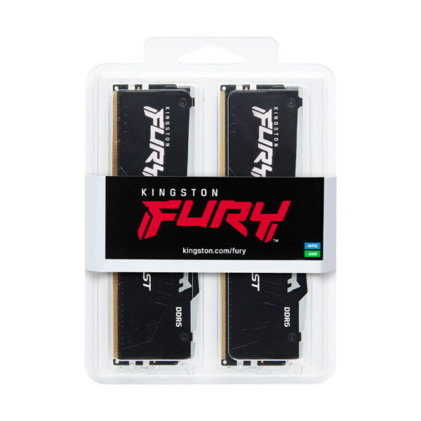 رم کامپیوتر کینگستون Kingston Fury Beast RGB 32GB (2×16GB) DDR5 6000MHz CL40