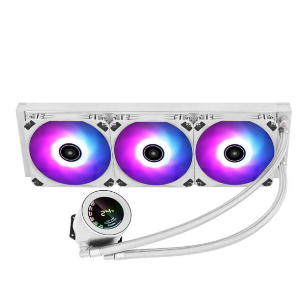 نمای از جلوی خنک کننده مایع پردازنده اوست AWEST GT-AVT360 ARGB White