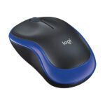 نمای از کنار پشت کنار موس بیسیم لاجیتک Logitech M185 Compact Blue
