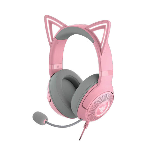 نمای از سمت چپ هدست گیمینگ ریزر Razer Kraken Kitty V2 Quartz