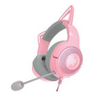 نمای از گوشی سمت چپ و میکروفون هدست گیمینگ ریزر Razer Kraken Kitty V2 Quartz