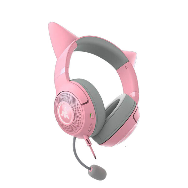 نمای از سمت راست هدست گیمینگ ریزر Razer Kraken Kitty V2 Quartz
