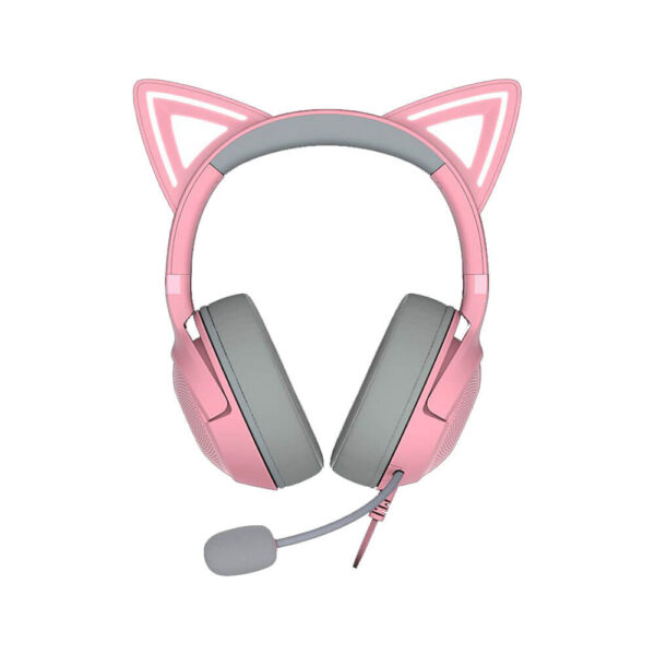 نمای از جلویهدست گیمینگ ریزر Razer Kraken Kitty V2 Quartz