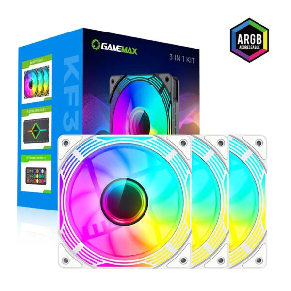 نمای جعبه فن کیس گیم مکس GAMEMAX KF300 WH
