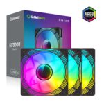نمای جعبه با نور فن کیس گیم مکس GAMEMAX KF300R BK