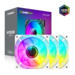 نمای جعبه با نور فن کیس گیم مکس GAMEMAX KF300R WH