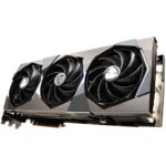 نمای زاویه دار کارت گرافیک ام اس آی MSI RTX 4080 SUPER SUPRIM X 16GB