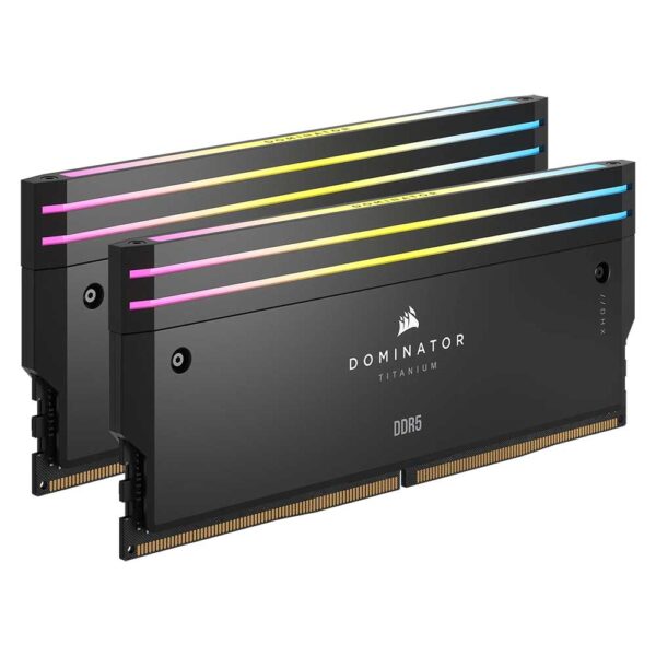 نمای نزدیک رم کامپیوتر کورسیر CORSAIR DOMINATOR TITANIUM RGB 48GB (2x24GB) DDR5 7000MHz CL36